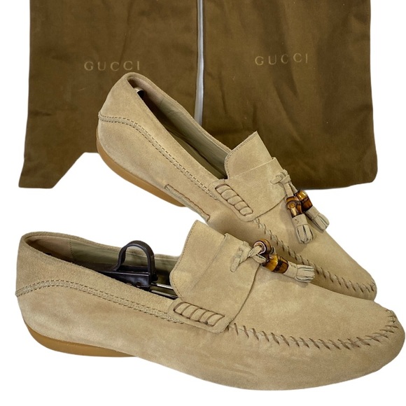 Gucci Other - Mens Gucci Suede Tan Car Driving Shoe Loafer 10
